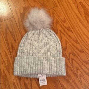 Loft Gray Canle Knit Pom Hat